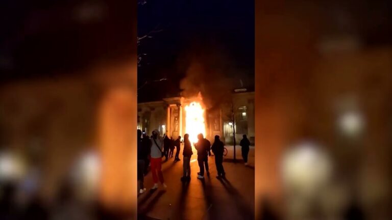 VIDEO: Primăria orașului Bordeaux, din sud-vestul Franței, a fost incendiată