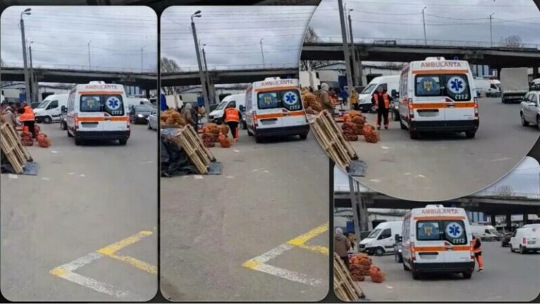 Iași: Mai mulți saci de cartofi au fost transportați cu ambulanța