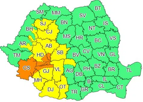 Cod portocaliu și cod galben de vreme rea