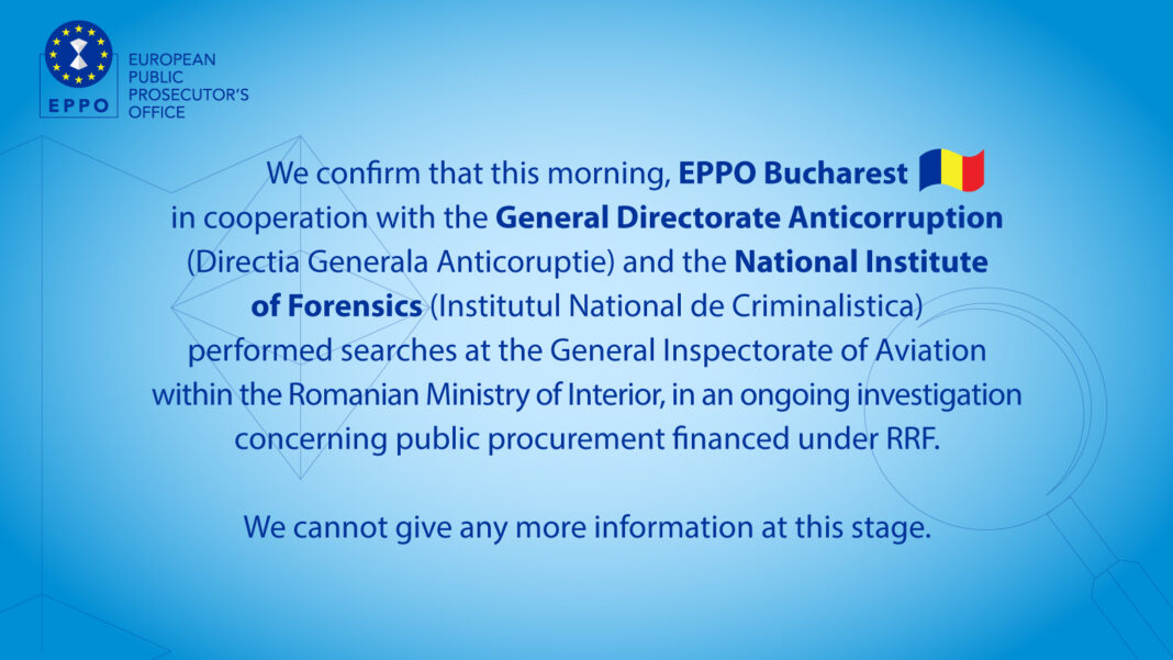 Parchetul European derulează o anchetă la Inspectoratul de Aviație al MAI / foto facebook, EPPO