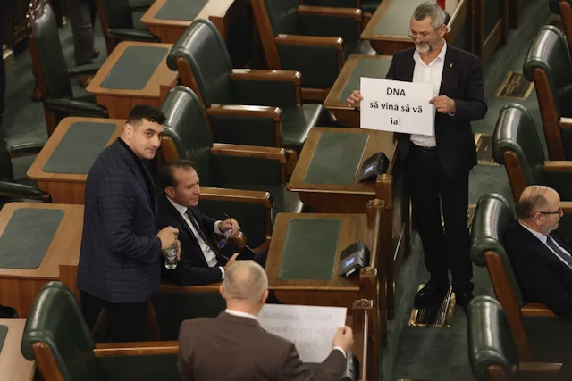 Group of people voting in the Senate