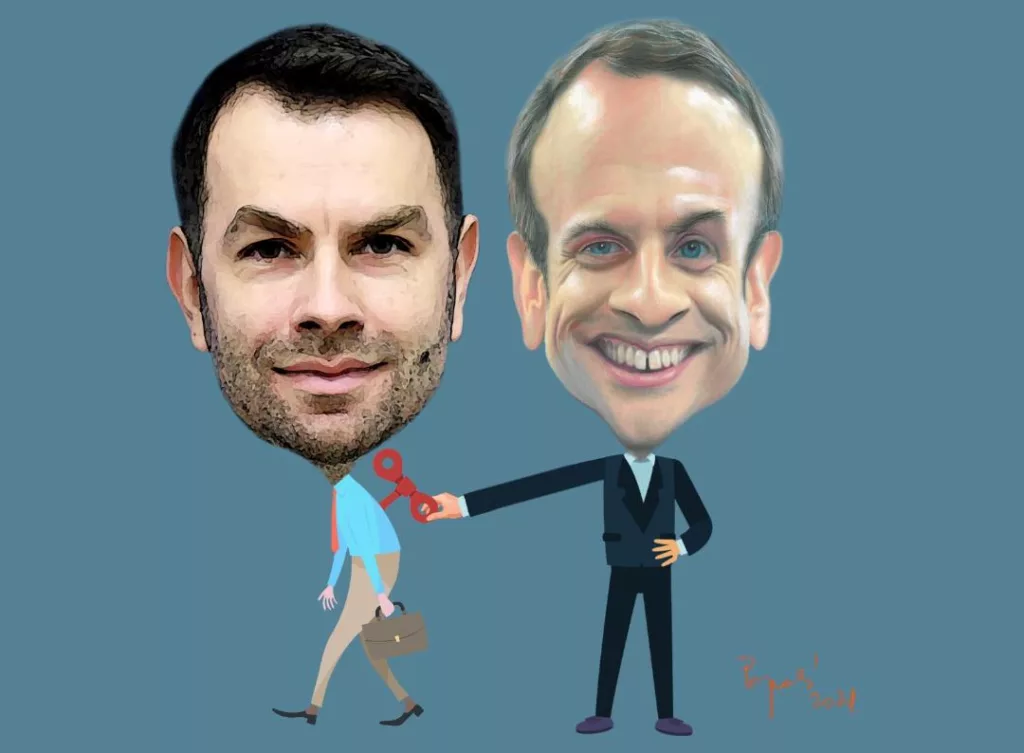 Drawing of President Macron by Drula