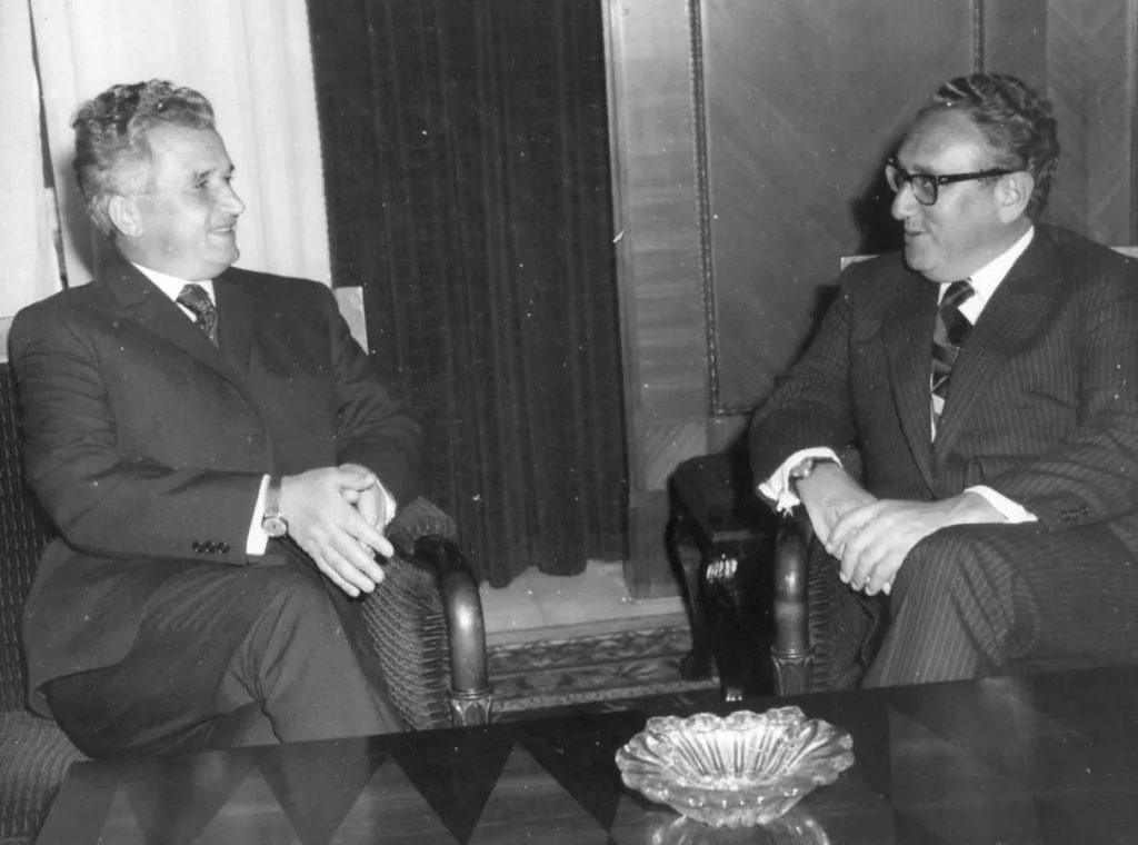Nicolae Ceausescu with Henry Kissinger