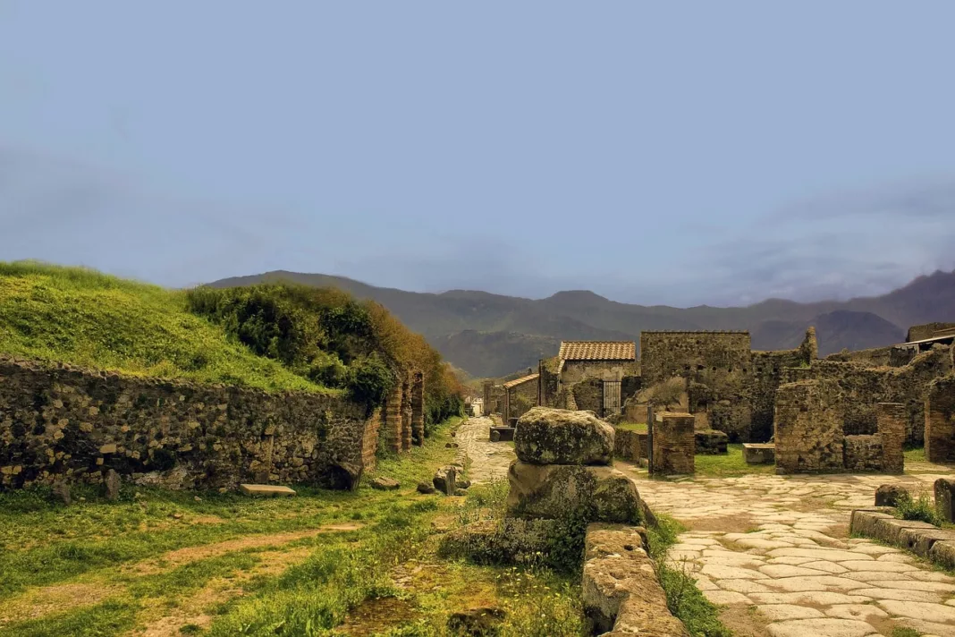 Pompeii Italy, archaeological site with ruins and artifacts