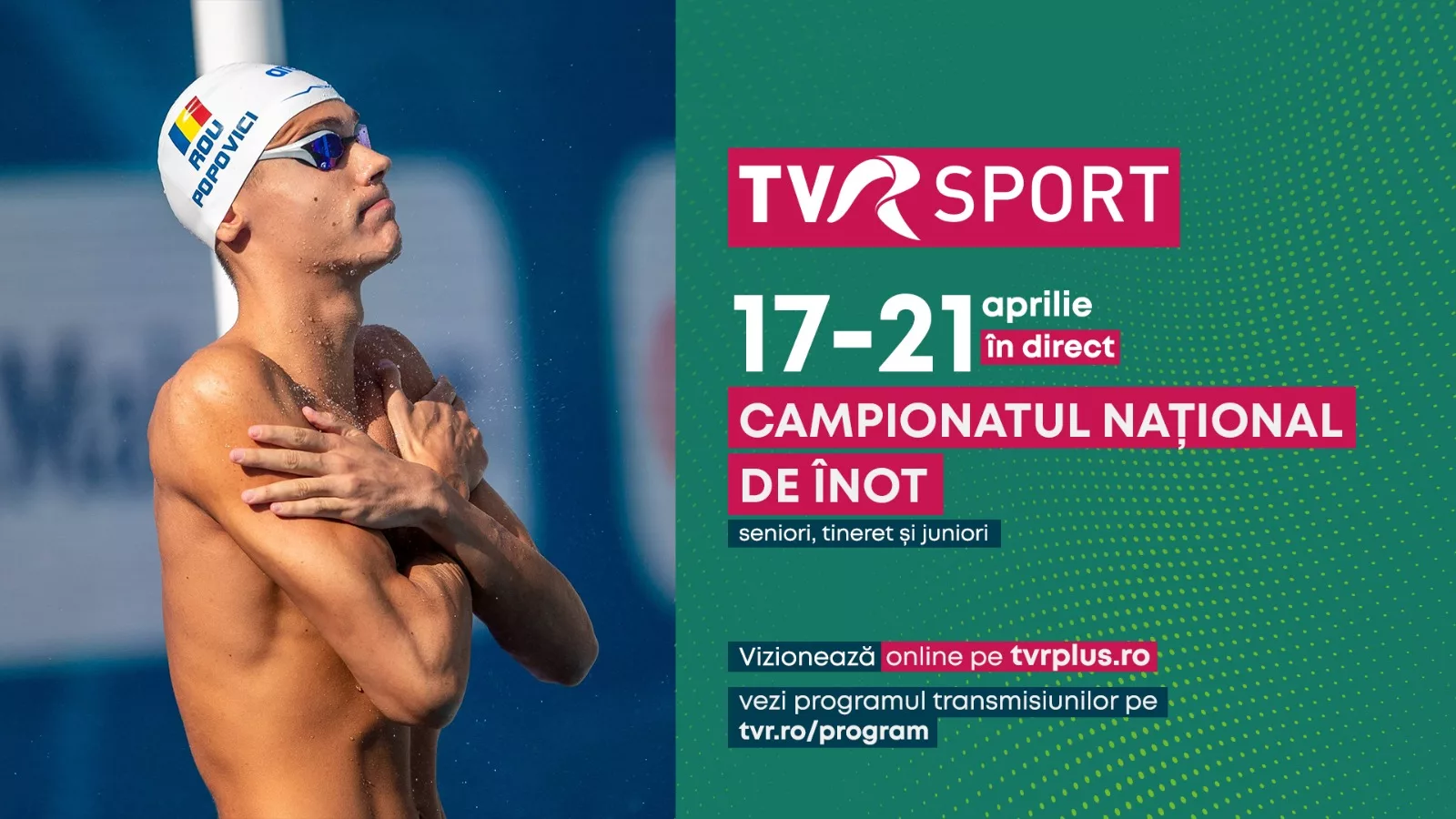 Naţionalele de Nataţie, la care participă și David Popovici, se văd la TVR Sport