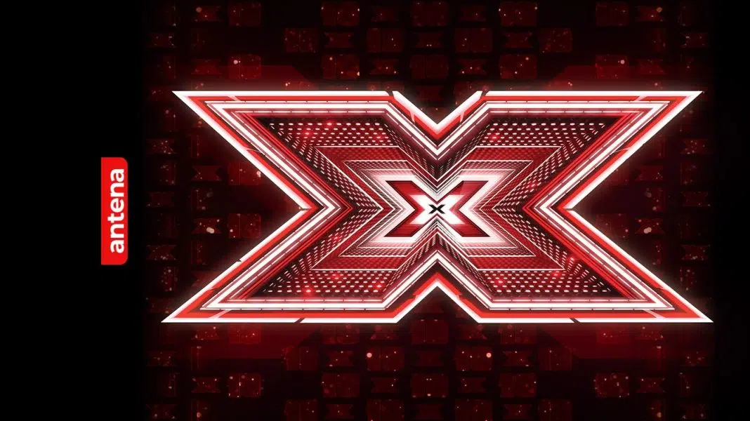 Logo luminescent roșu Antena X / x factor antena 1 juriu mihai morar