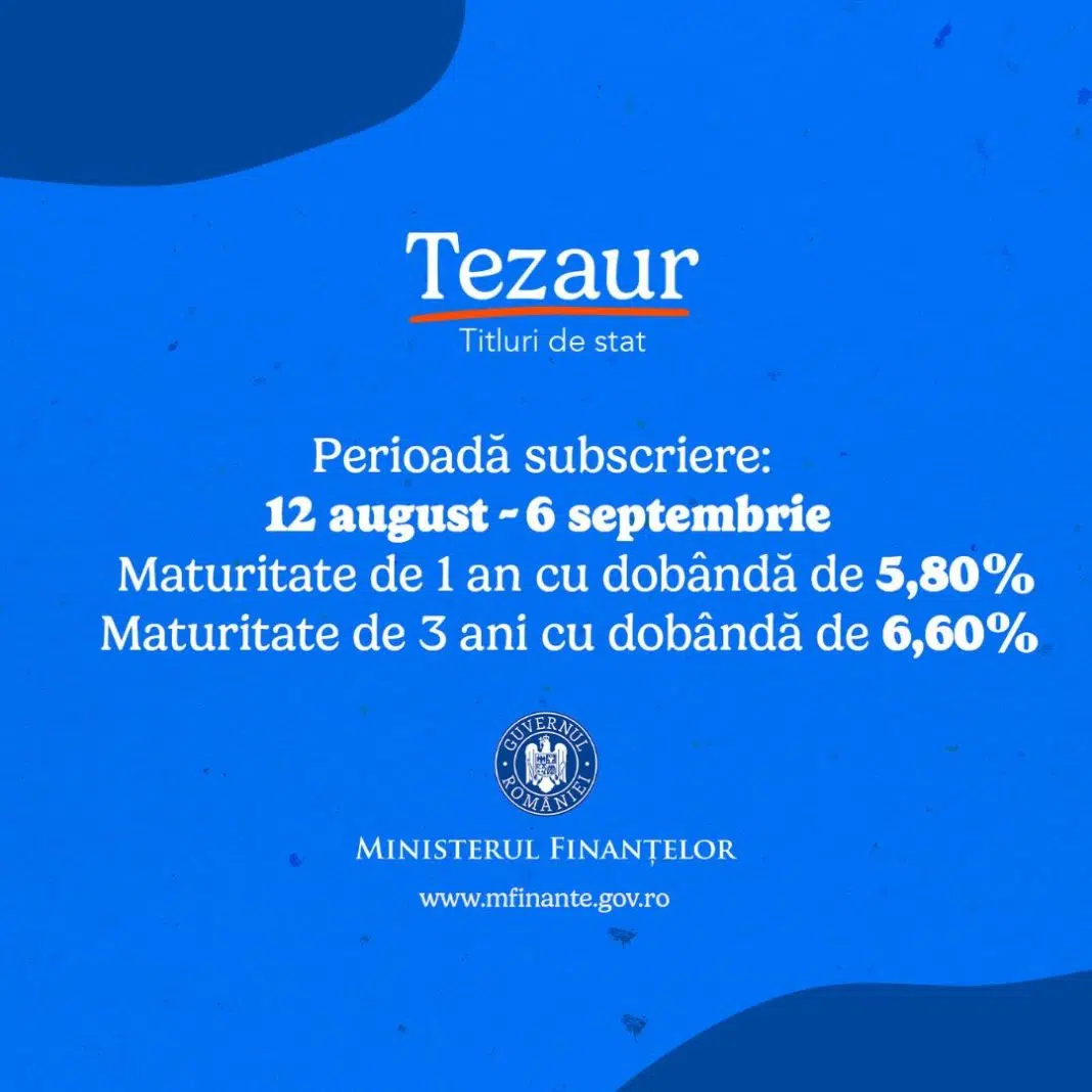 Tezaur, titluri de stat, dobânzi și perioadă subscriere