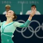 Ana Bărbosu din România concurează în finala de exerciții la sol din cadrul competițiilor de gimnastică artistică feminină, desfășurată la Jocurile Olimpice de la Paris 2024, la Bercy Arena din Paris, pe 5 august 2024.