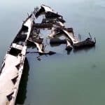 VIDEO Epavele unor nave naziste scufundate în timpul celui de-Al Doilea Război Mondial au ieșit la suprafață pe Dunăre