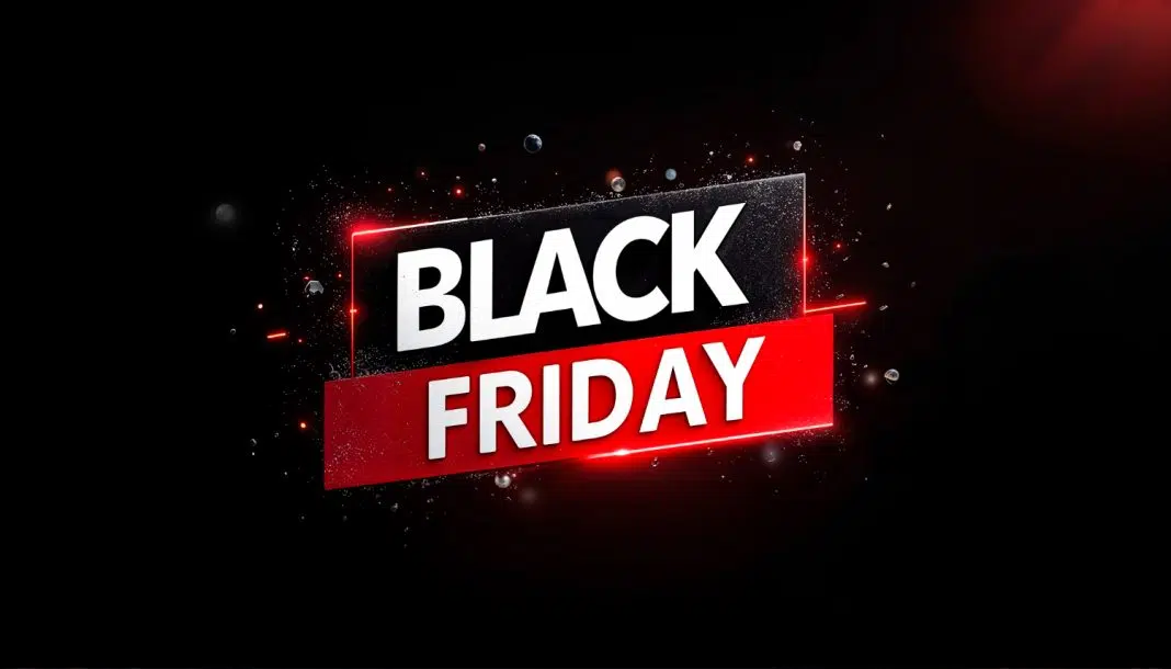 logo Black Friday pe fundal negru strălucitor