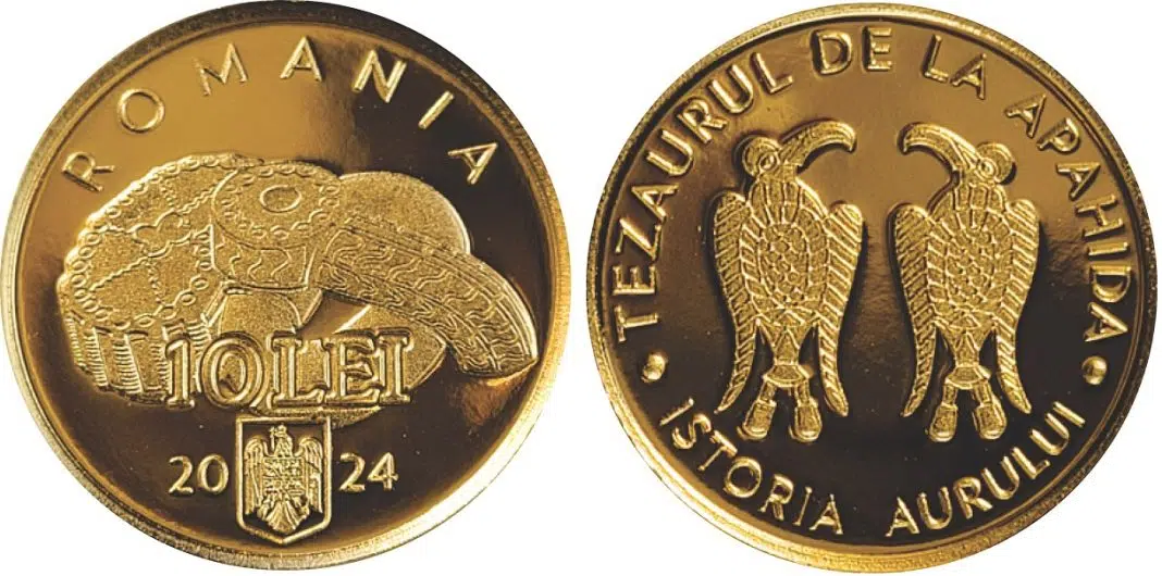 BNR lansează în circuitul numismatic o monedă din aur cu tema Istoria aurului-Tezaurul de la Apahida, cu un pret de vânzare de 940 lei, exclusiv TVA