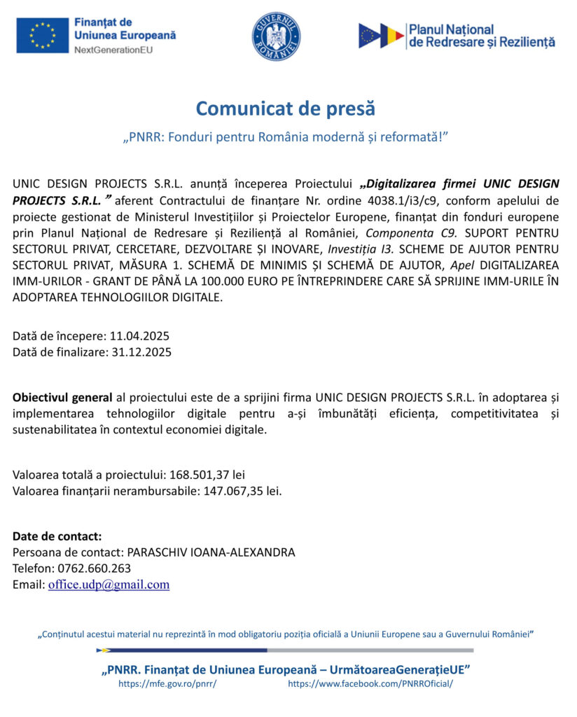 microsoft word comunicat de presa pnrr incepere proiect unic d