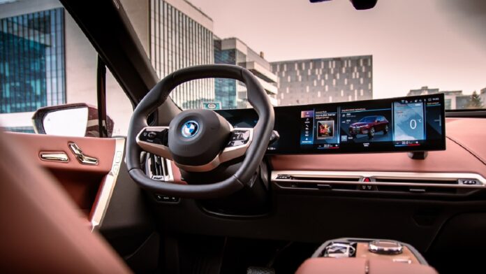bucharest,,romania, ,january,29,,2022:,bmw,ix,xdrive40,steering