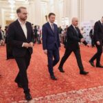 Declaratii sustinute de Sigfried Mureșan, premierul desemnat pentru formarea guvernului si reprezentantii PNL, USR, UDMR si ai minoritatilor din Parlamentul Romaniei. Foto: Inquam Photos / Octav Ganea